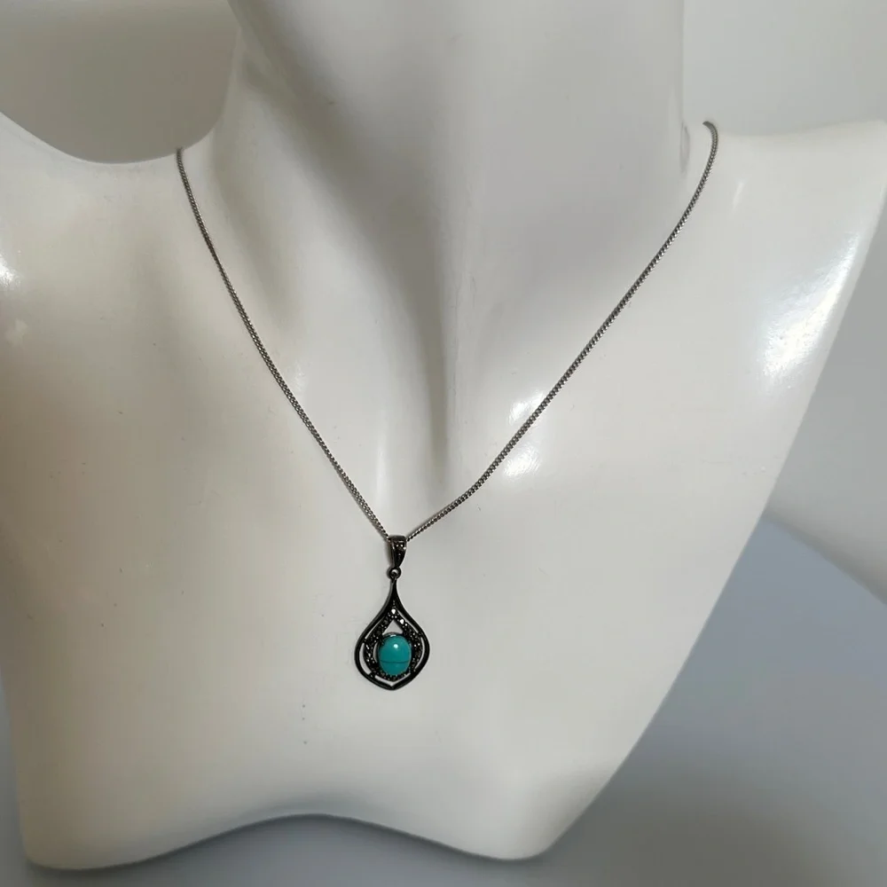 Tori Hill Sterling Silver Necklace with Turquoise Stone